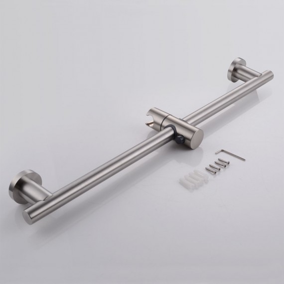 KES Bathroom Adjustable Slider Bar ROUND Wall Mount, Polished SUS304 Stainless Steel, F204